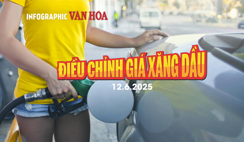 (Infographic) Điều chỉnh giá xăng dầu ngày 12.6.2025: Xăng dầu đồng loạt tăng