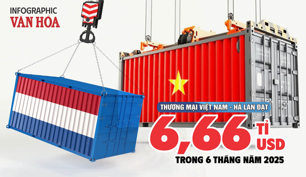 (Infographic) Thương mại Việt Nam - Hà Lan đạt 6,66 tỉ USD trong 6 tháng năm 2025