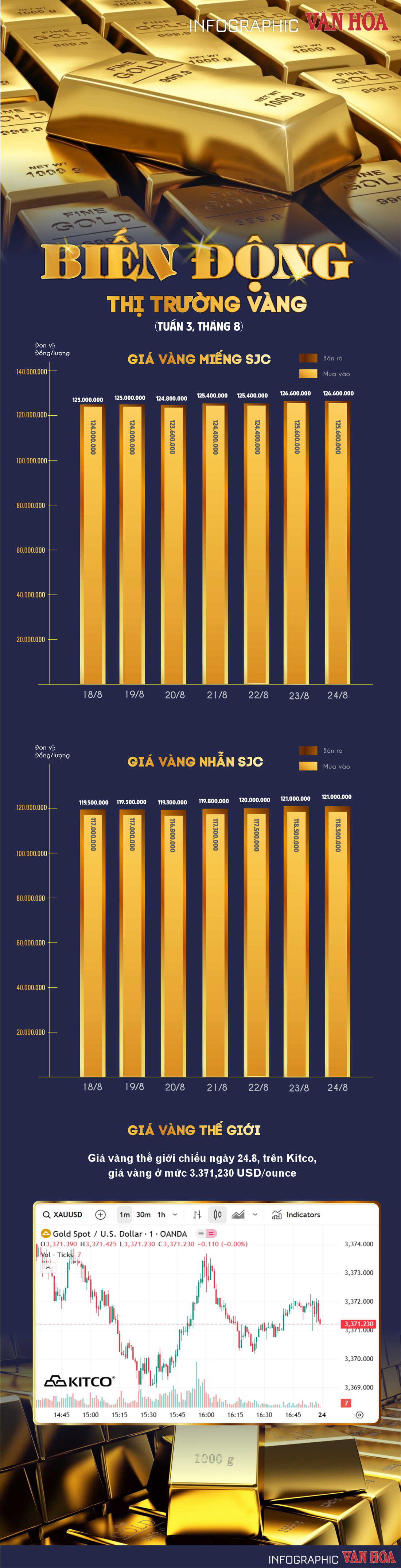 (Infographic) Giá vàng trong nước tuần qua tiếp tục leo thang - ảnh 1