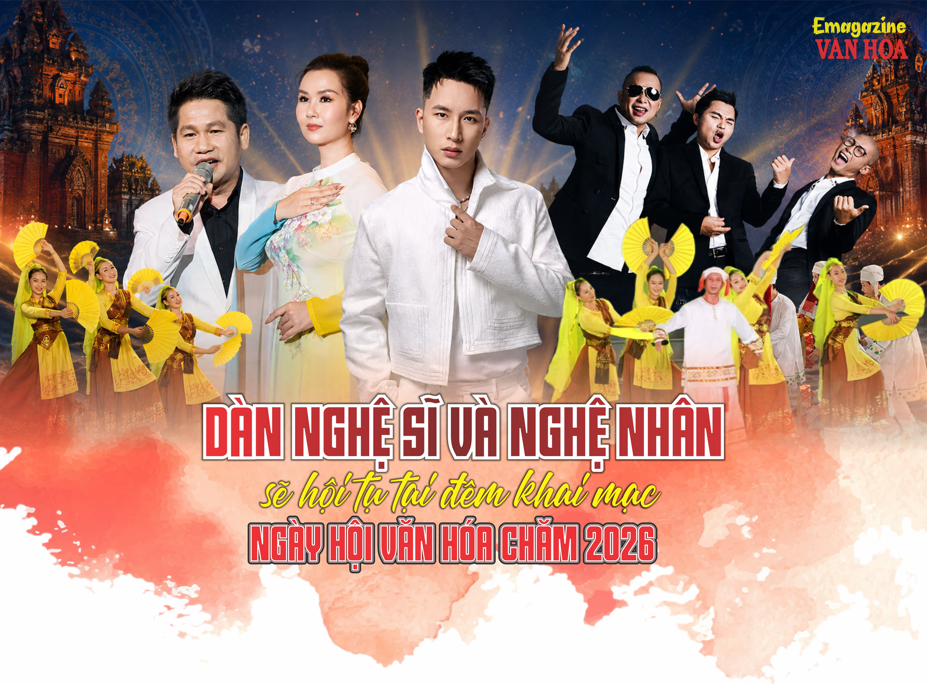 Dàn nghệ sĩ nổi tiếng và hàng trăm nghệ nhân Chăm biểu diễn tại đêm khai mạc Ngày hội Văn hóa dân tộc Chăm 2026 ở Khánh Hòa.