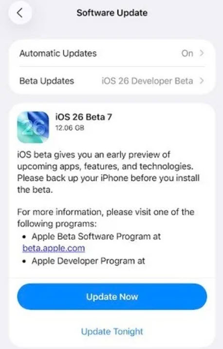 iOS 26 Beta 7: el iPhone recibe un aviso cuando baja el rendimiento - foto 2