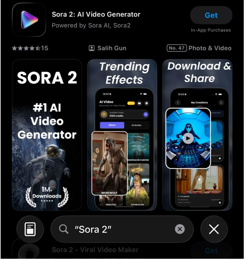 កម្មវិធី Fake Sora 2 ជន់លិច App Stores ទូទាំងពិភពលោក - រូបថត 5