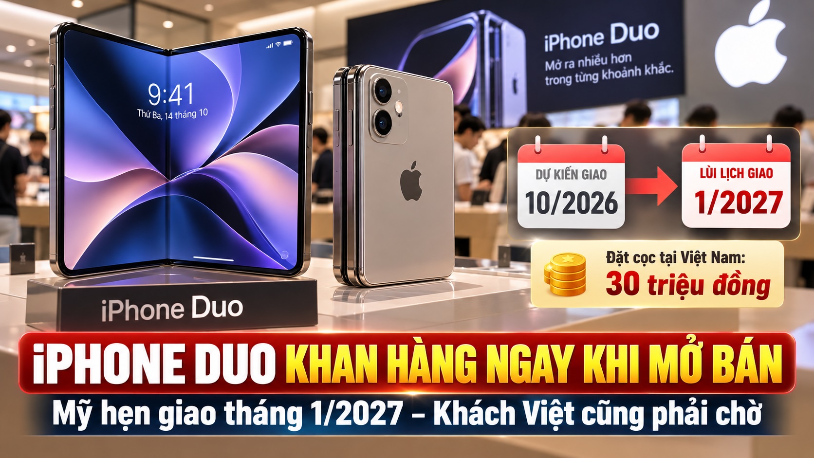 تم تأجيل موعد تسليم هاتف iPhone Duo، الذي طُرح مؤخرًا للطلب المسبق، إلى عام 2027، مما يجعل عملية الشراء صعبة على العملاء الفيتناميين - الصورة 1