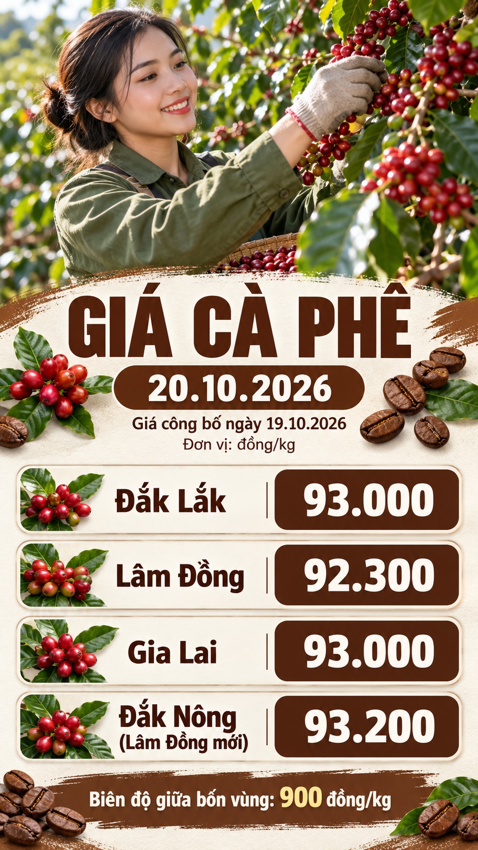 Coffee prices today, October 20, 2026: Waiting for a new trend after a 200 VND/kg increase - image 3
