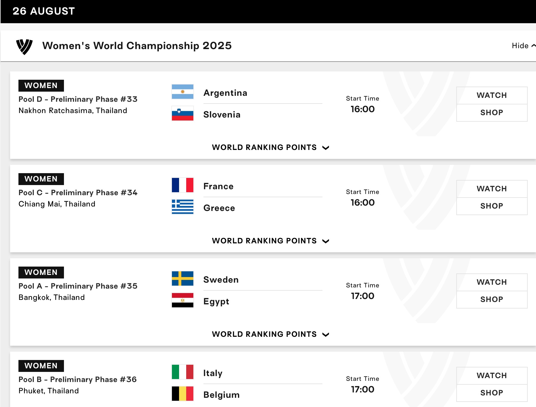 جدول مباريات الكرة الطائرة النسائية العالمية اليوم 26 أغسطس: إيطاليا والبرازيل وتايلاند والولايات المتحدة تتطلع إلى الصدارة - الصورة 3