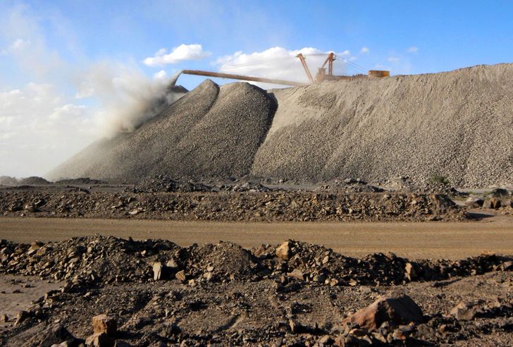 Mining equipment transporting rare earth minerals in Inner Mongolia, China