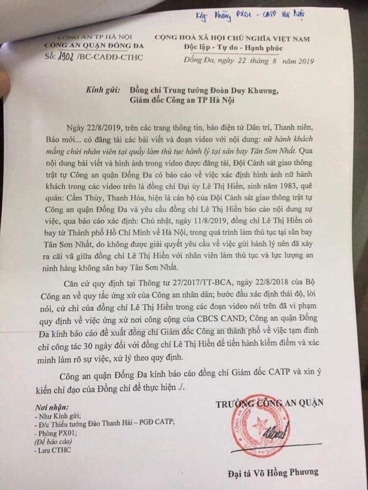Đề nghị đình chỉ công tác 30 ngày đối với đại uý công an gây náo loạn sân bay - ảnh 1