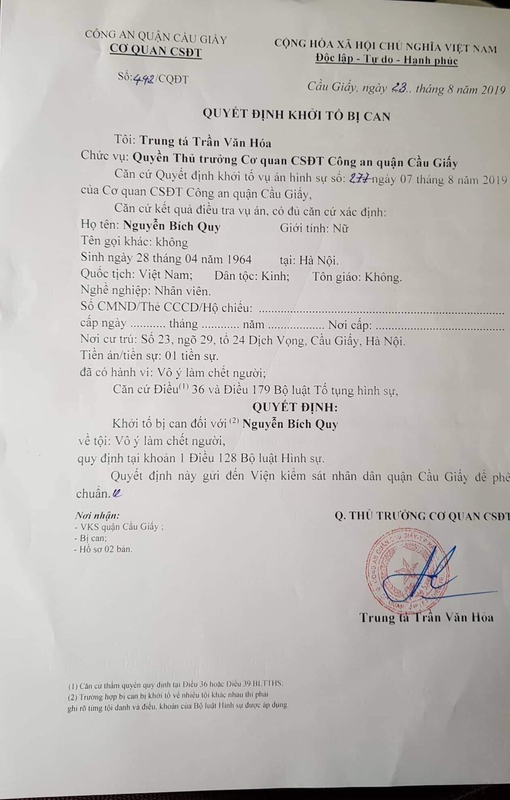 Khởi tố và bắt tạm giam bị can Nguyễn Bích Quy - ảnh 1