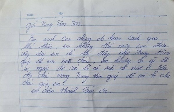 Nghệ An: Mẹ bỏ con gái sơ sinh cùng bức thư trước cổng làng trẻ SOS - ảnh 1