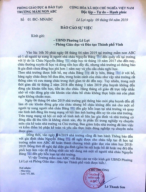 Trường mầm non tư thục cho trẻ nghỉ học do phụ huynh nợ tiền 14 tháng “mời” bé đi học lại - ảnh 4