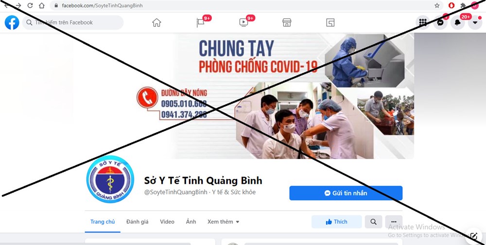 Xác minh, làm rõ trang Fanpage “Sở Y tế tỉnh Quảng Bình” giả mạo - ảnh 1