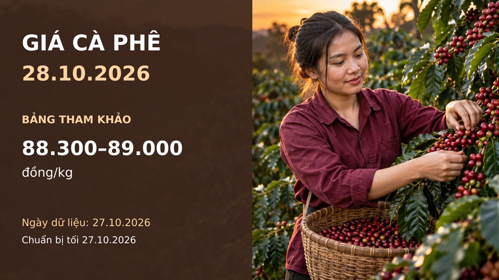 Giá cà phê hôm nay 28.10.2026: Robusta và Arabica cùng chịu áp lực
