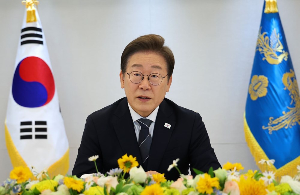 Tổng thống Hàn Quốc Lee Jae Myung phát biểu tại cuộc họp ở Seoul. Ảnh:Yonhap/TTXVN