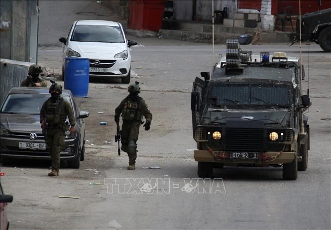 Binh sĩ Israel được triển khai tại khu vực Nablus, Bờ Tây, ngày 19.3. Ảnh:THX/TTXVN