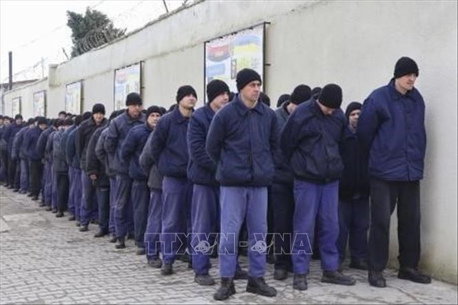 Các tù binh Nga tại trại tù nhân chiến tranh ở miền Tây Ukraine ngày 21.12.2023.Ảnh minh họa: Kyodo/TTXVN
