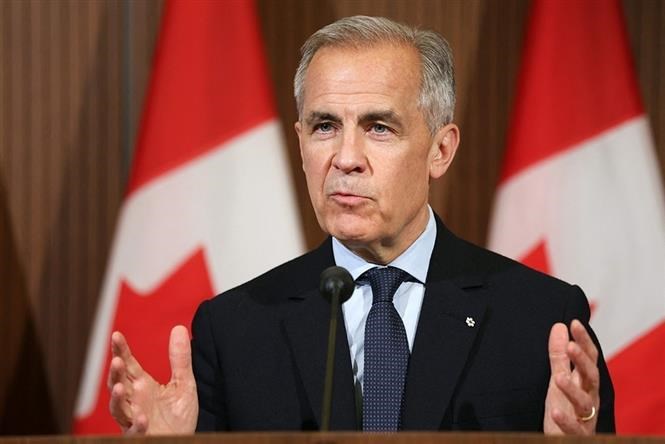 Thủ tướng Canada Mark Carney trong cuộc họp báo tại Ottawa, ngày 21.5.2025. Ảnh:The Hill Times/TTXVN