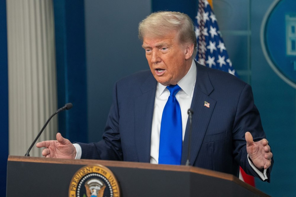 Tổng thống Mỹ Donald Trump phát biểu họp báo tại Nhà Trắng ở Washington, DC.Ảnh: THX/TTXVN