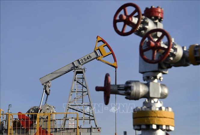 Bơm dầu tại giếng dầu Yamashneft ở Almetyevsk, Cộng hoà Tatarstan (Liên bangNga). Ảnh: AP/TTXVN