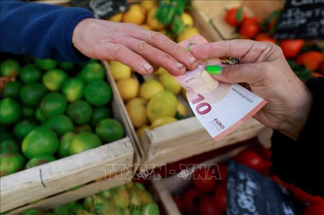 Người tiêu dùng mua hàng tại khu chợ ở Aix-en-Provence, Pháp ngày 16.1. Ảnh:REUTERS/TTXVN