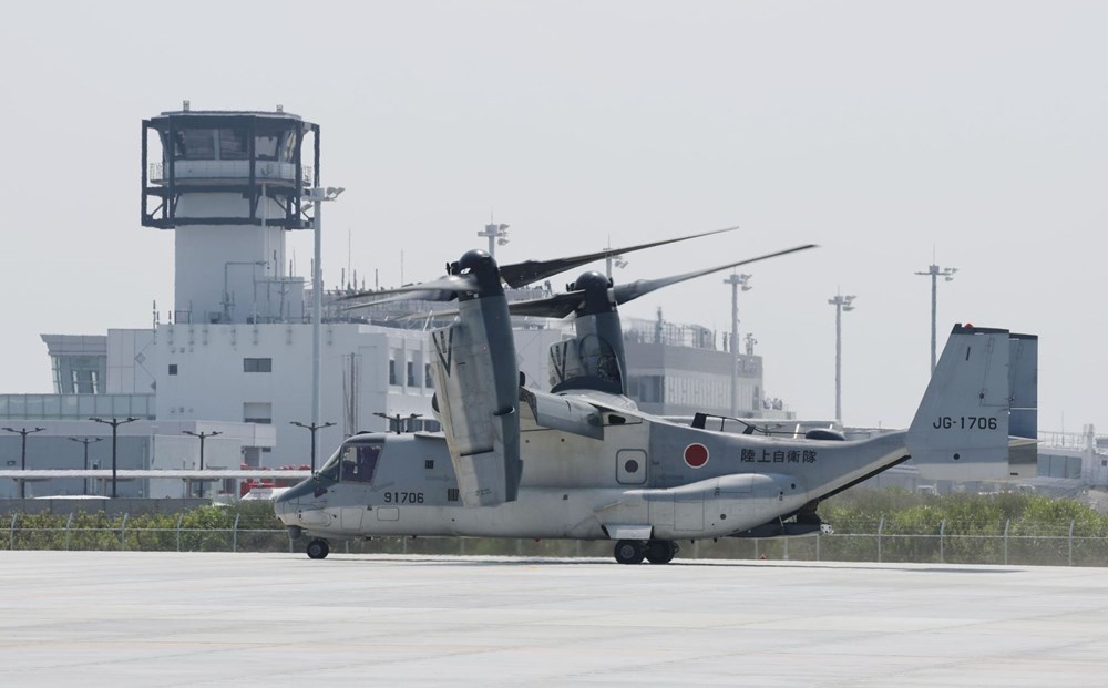 Máy bay vận tải Osprey V-22 Osprey tại căn cứ mới của GSDF ở tỉnh Saga, Nhật Bảnngày 09.07.2025. Ảnh: Kyodo/TTXVN