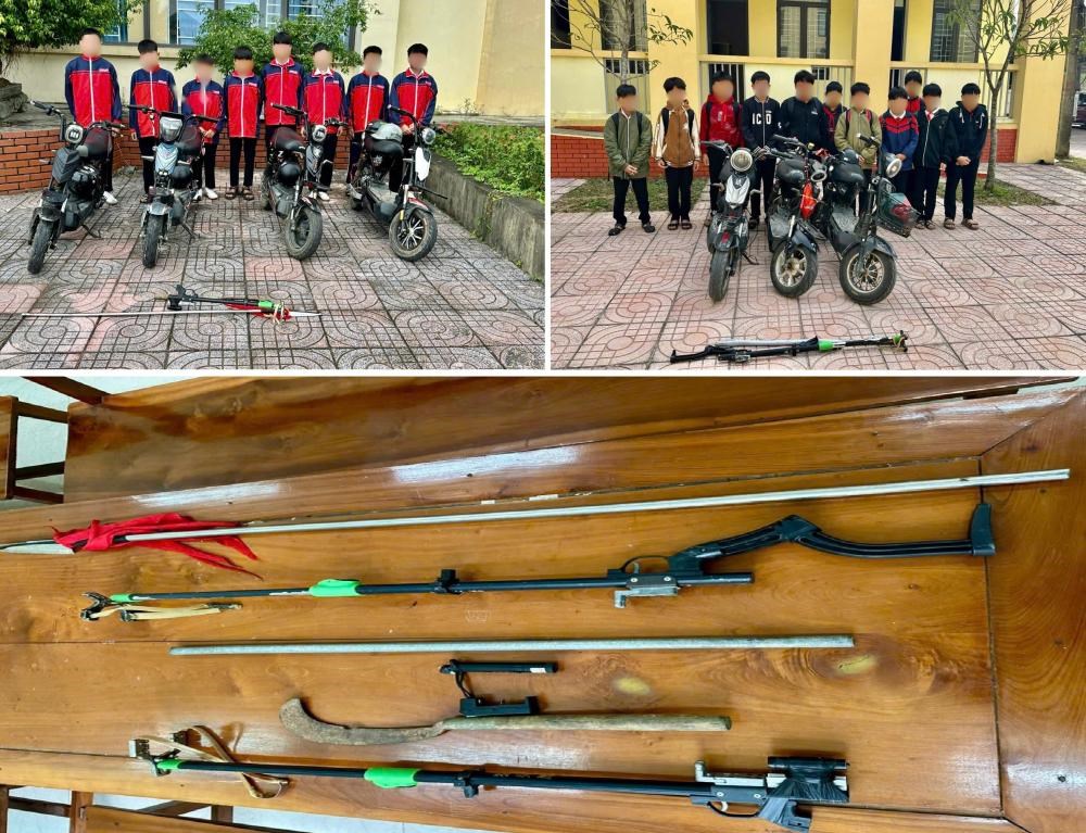 20 học sinh lớp 7 mang hung khí để đánh nhau vì mâu thuẫn trên mạng - ảnh 1