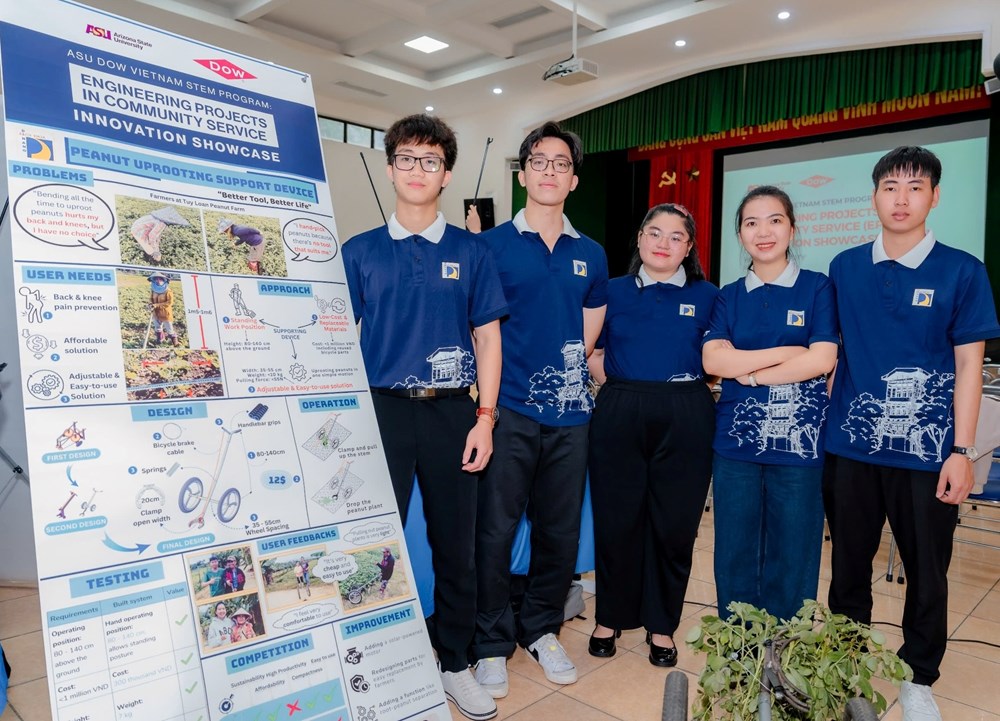 Sinh viên chế tạo máy giúp người nông dân giảm chấn thương do nhổ đậu - ảnh 1