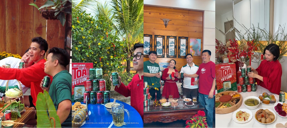 Mạng xã hội “dậy sóng” khi dàn KOL rủ nhau bắt trend thử thách Bia Saigon ngày Tết vừa qua - ảnh 1