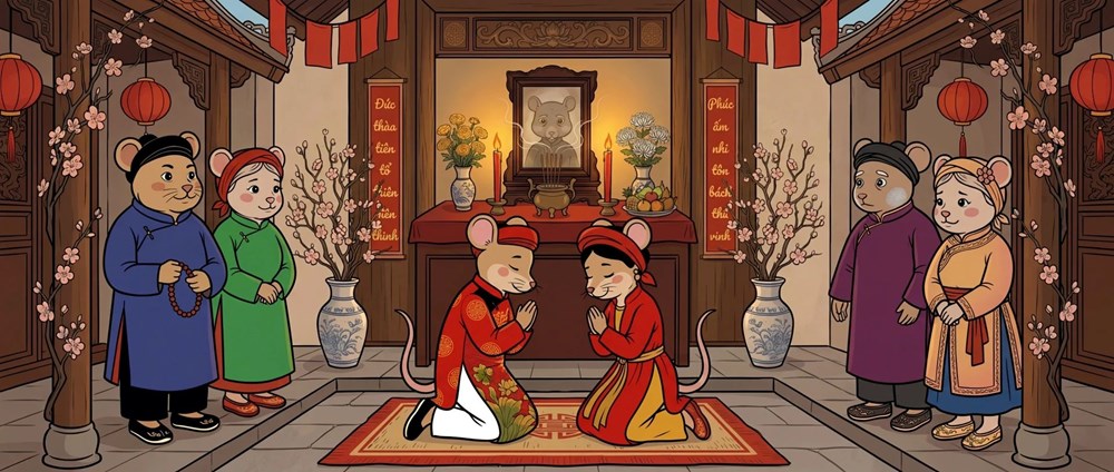 Tái hiện “Đám cưới chuột” trong tranh dân gian Đông Hồ bằng AI qua MV “Tính chuyện trăm năm” - ảnh 3