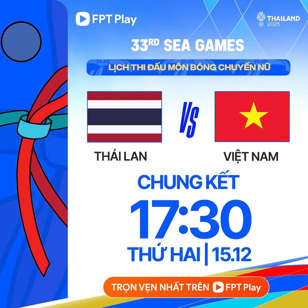 Link xem trực tiếp chung kết bóng chuyền nữ SEA Games 33: Việt Nam vs Thái Lan - ảnh 1