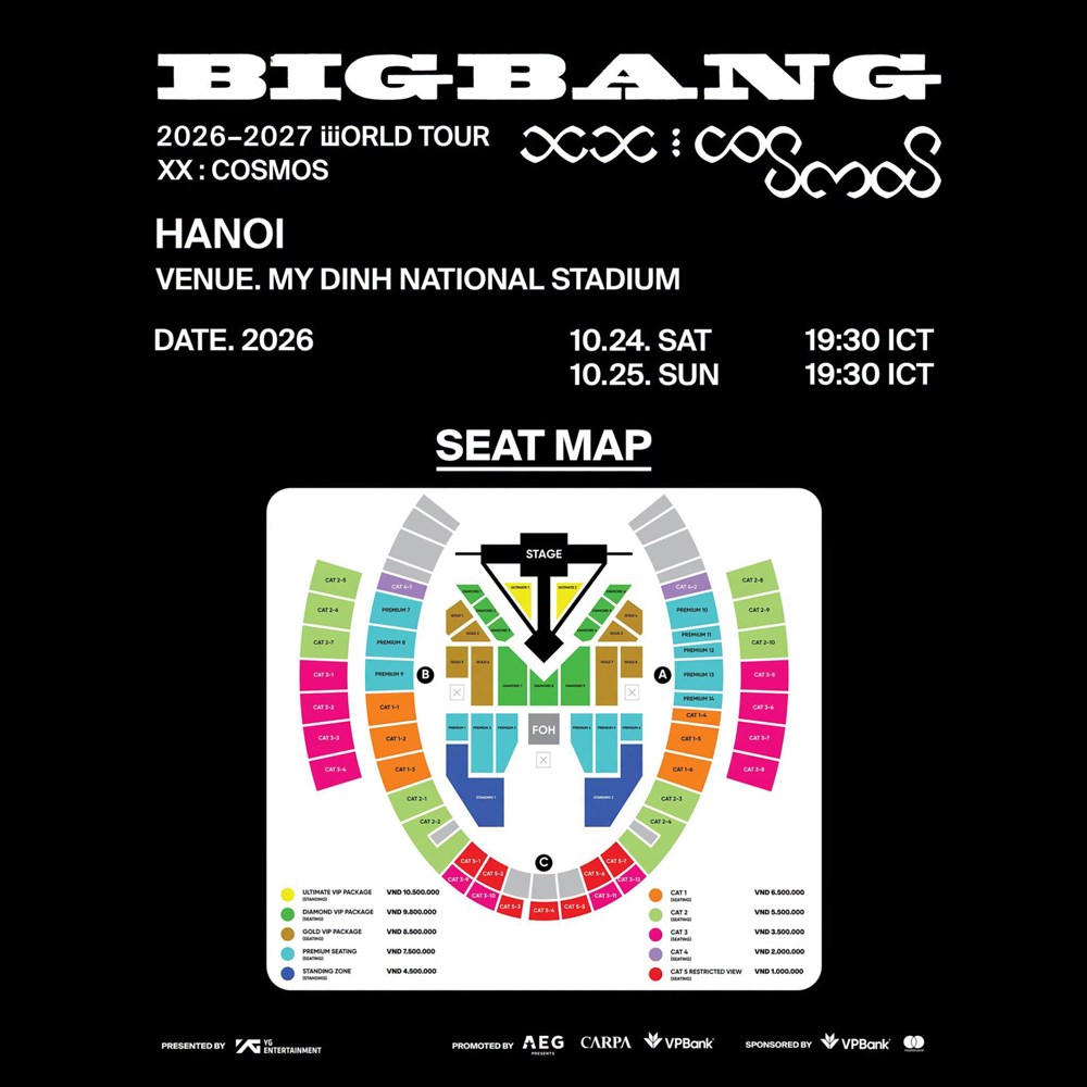 Công bố sơ đồ và giá vé concert BIGBANG tại Hà Nội - ảnh 1