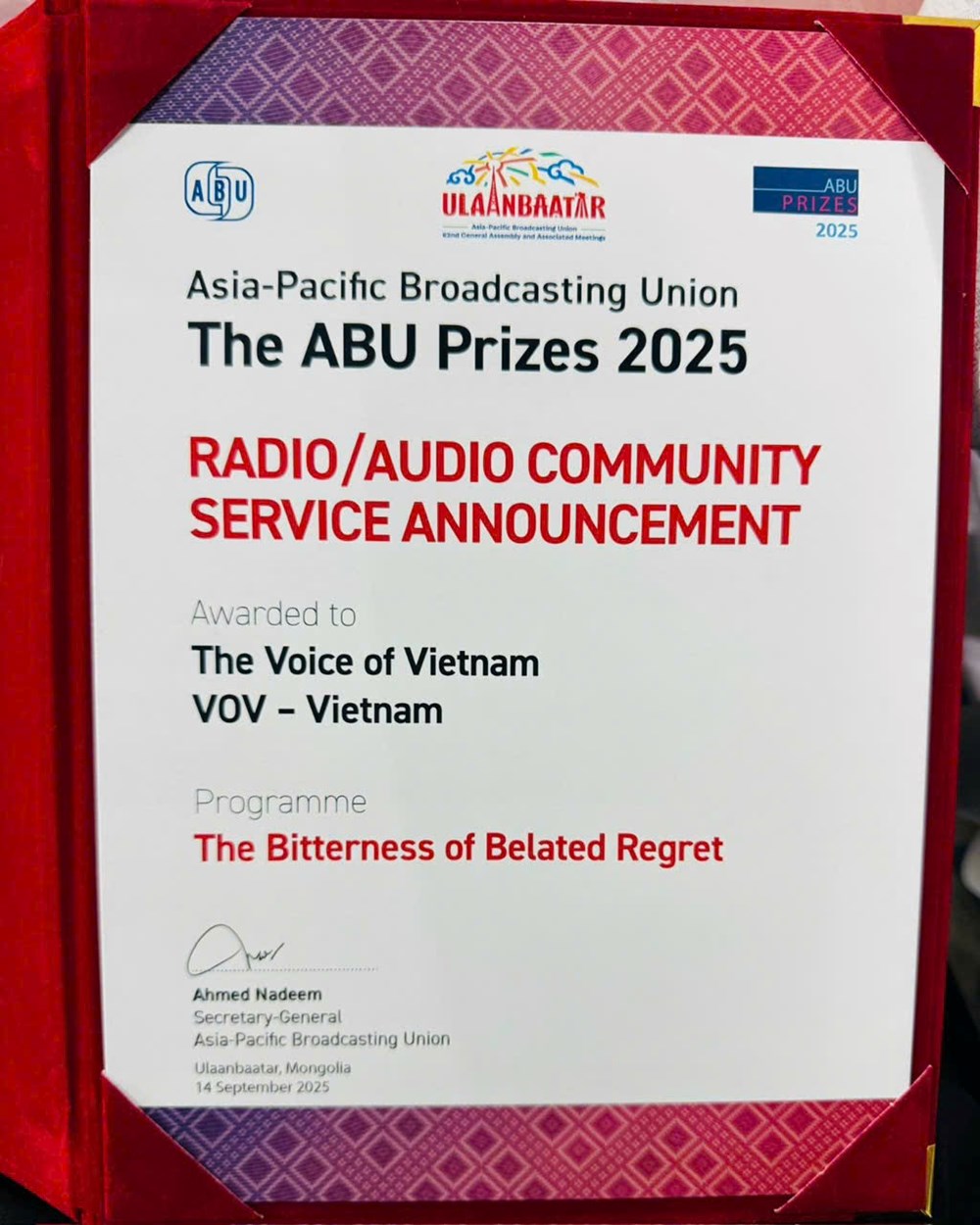 VOV đoạt giải Xuất sắc thể loại Thông điệp Xã hội tại ABU 2025 - ảnh 4