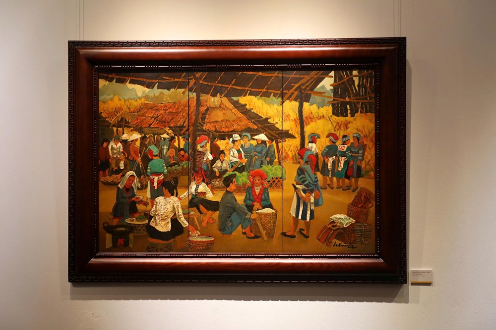 Ngắm những phiên chợ quê xưa trong tranh Hoàng Sùng - ảnh 8