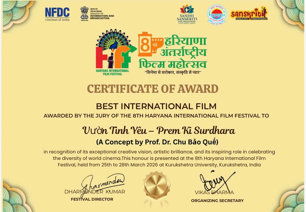 Phim “Vườn tình yêu” về Quan họ Việt Nam giành giải Xuất sắc tại LHP Quốc tế Haryana lần thứ 8 - ảnh 6