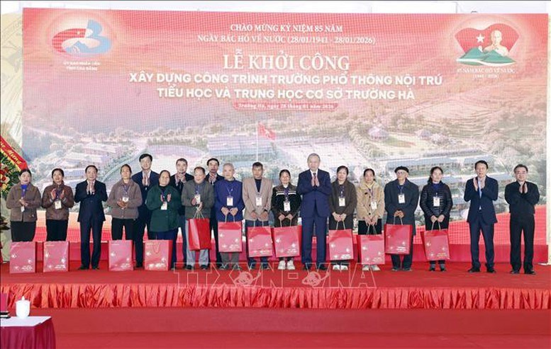 Tổng Bí thư Tô Lâm dự lễ khởi công xây trường học ở xã biên giới tỉnh Cao Bằng - ảnh 3
