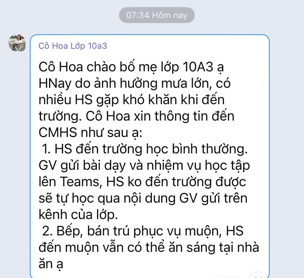 Nhiều trường Hà Nội chuyển học trực tuyến do mưa ngập - ảnh 2