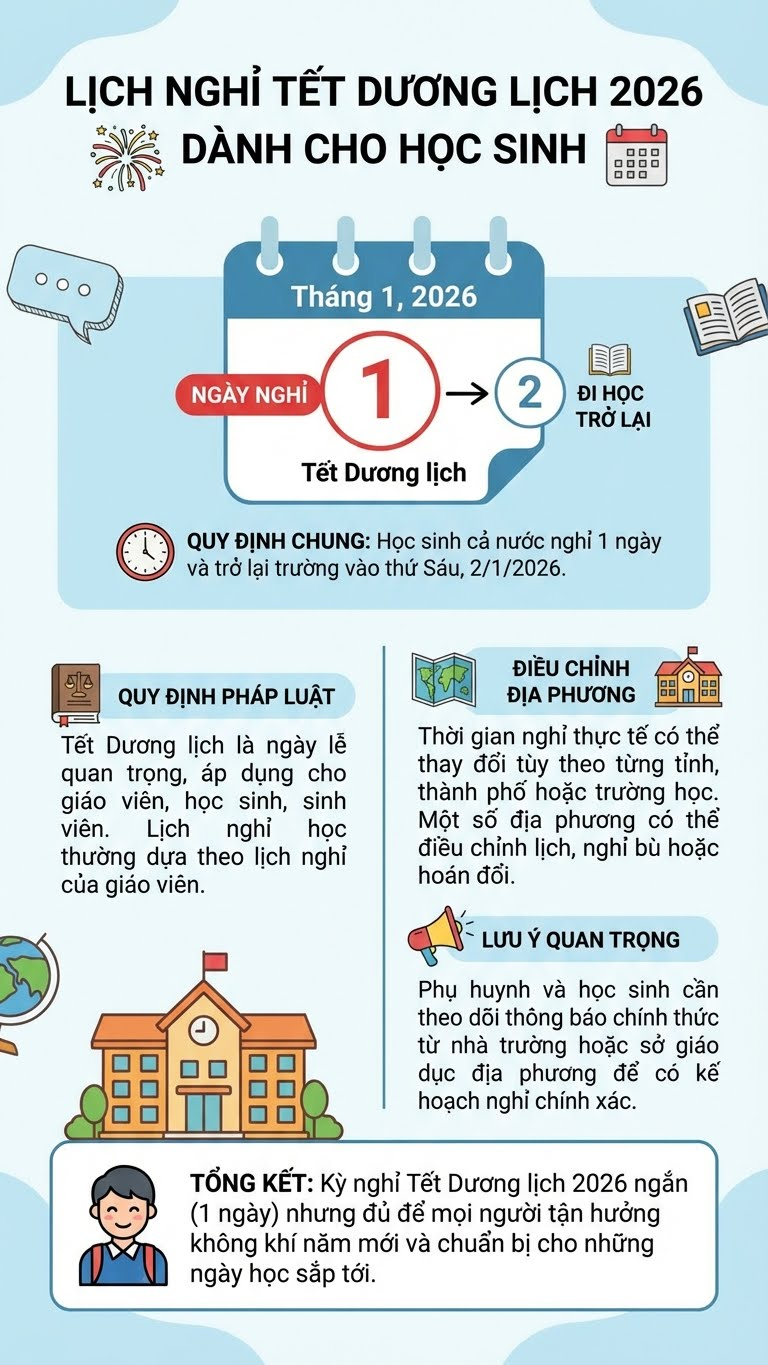 Học sinh cả nước nghỉ Tết Dương lịch 2026 đúng 1 ngày - ảnh 3