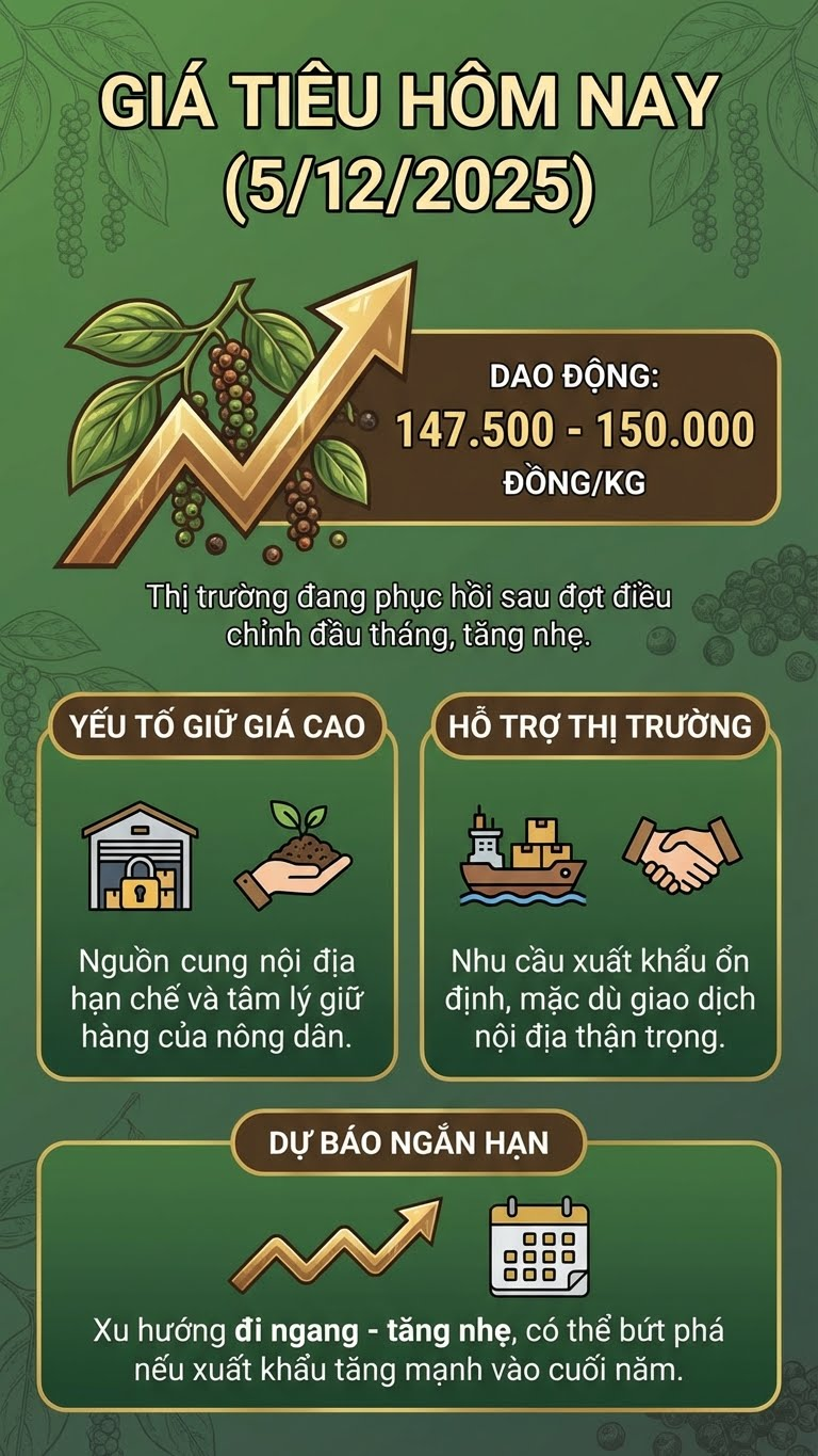 Giá hồ tiêu hôm nay 5.12 tăng nhẹ 147.500–150.000 đồng/kg - ảnh 3