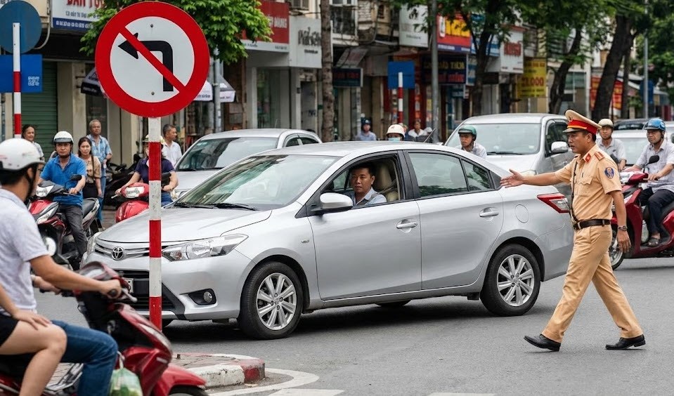 Quay đầu xe ở nơi có biển cấm rẽ trái được không? - ảnh 1