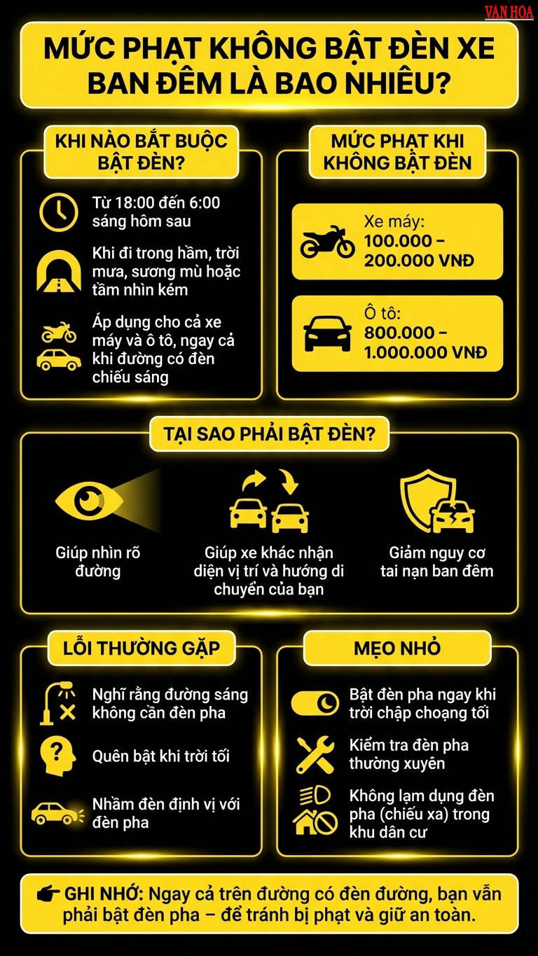 Xe máy, ô tô quên bật đèn ban đêm bị phạt bao nhiêu? - ảnh 3