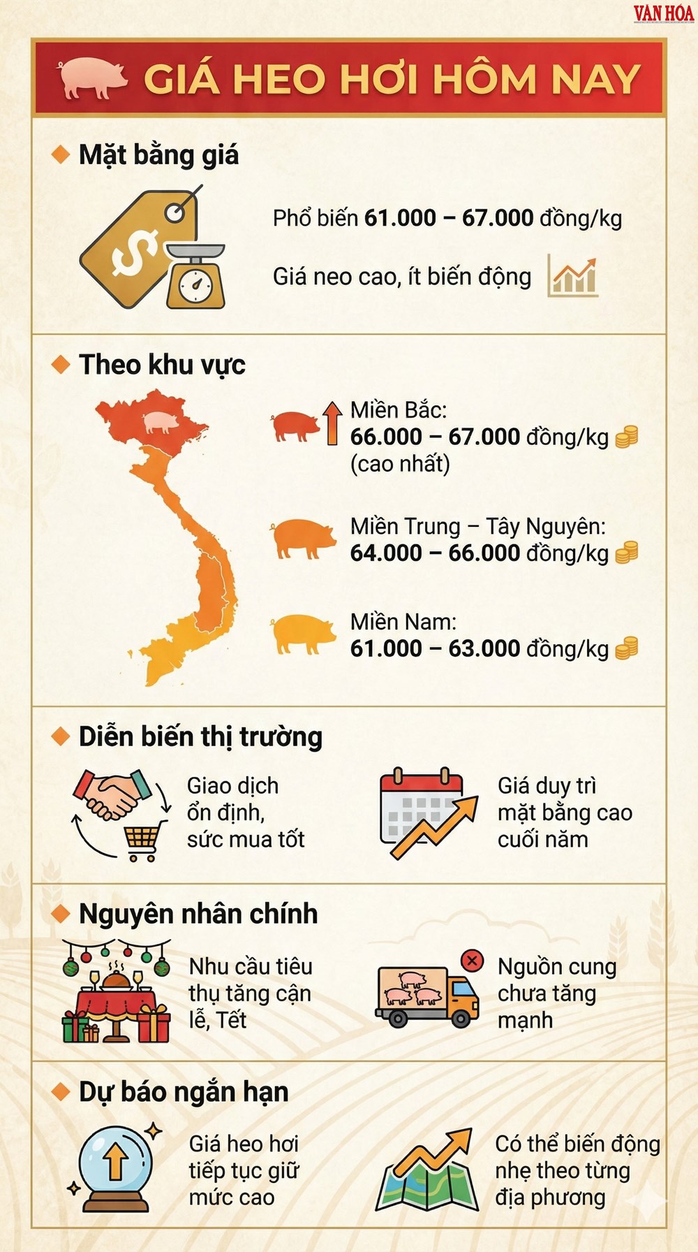 Giá heo hơi hôm nay 20.12: Miền Bắc dẫn đầu đạt 67.000 đồng/kg - ảnh 3