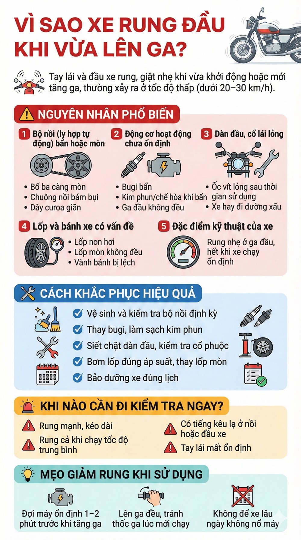 Xe tay ga bị rung đầu khi mới chạy: Nguyên nhân và cách xử lý - ảnh 3