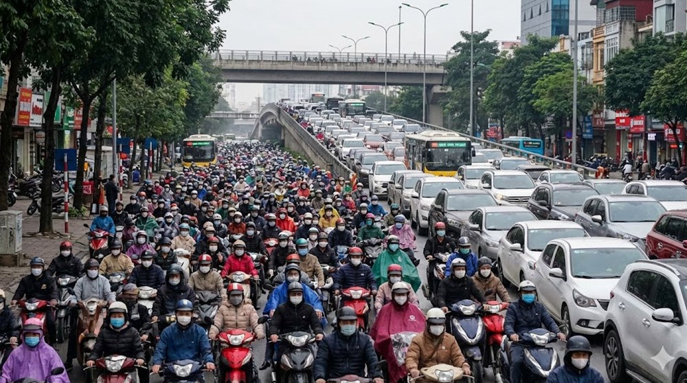 Giao thông Hà Nội sáng 25.12: Nhiều điểm ùn tắc giờ cao điểm - ảnh 1