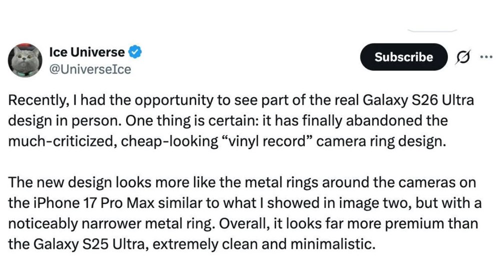 Galaxy S26 Ultra lộ diện thiết kế mới, ngày càng giống iPhone 17 Pro Max? - ảnh 2