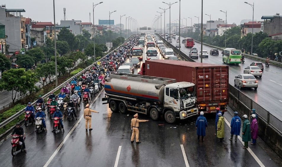 Giao thông Hà Nội sáng 16.1: Đường trên cao tê liệt cục bộ - ảnh 1
