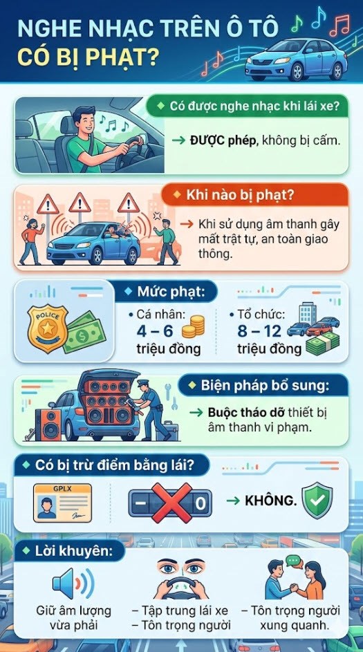 Nghe nhạc trên ô tô có bị phạt? Mức xử phạt mới nhất 2026 - ảnh 3