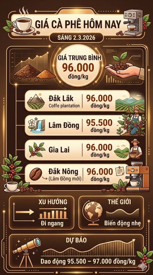 Giá cà phê hôm nay 2.3: Giữ mốc 96.000 đồng/kg - ảnh 3