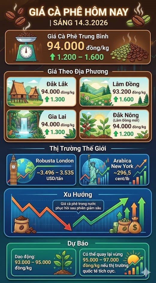 Giá cà phê hôm nay 14.3: Tây Nguyên bật tăng lên 94.000 đồng/kg - ảnh 3