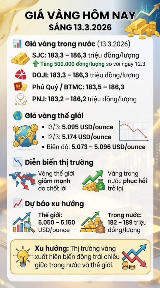 Giá vàng hôm nay 13.3: SJC tăng trở lại lên 186,3 triệu đồng/lượng - ảnh 3