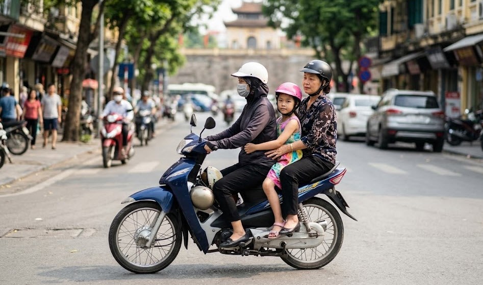 Chở 3 trên xe máy có thể bị phạt đến 14 triệu đồng nếu vi phạm - ảnh 1