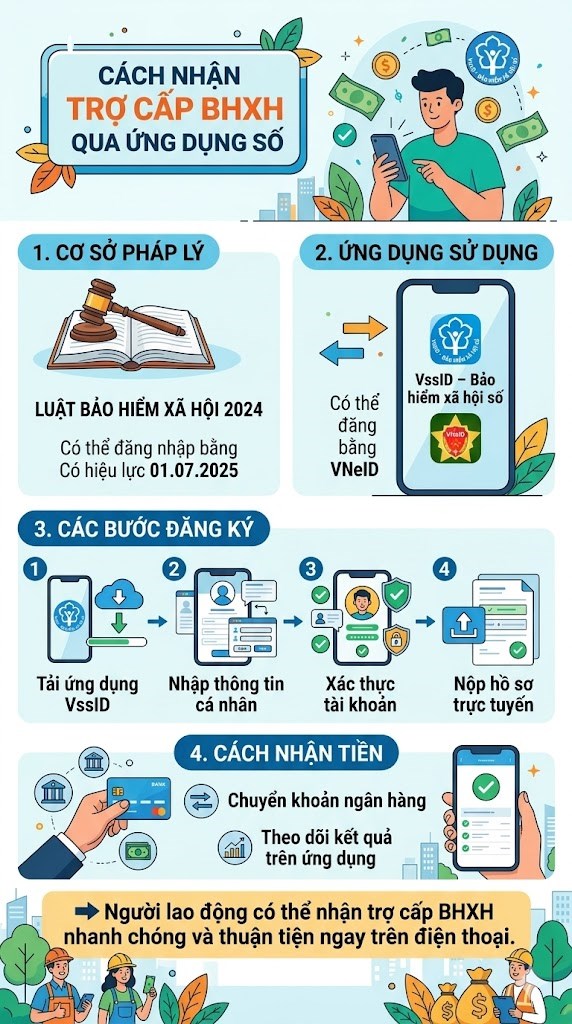 Cách đăng ký và nhận trợ cấp bảo hiểm xã hội qua ứng dụng số - ảnh 2
